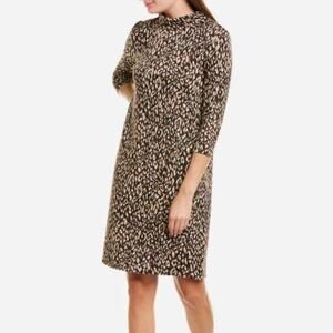 J. McLaughlin Sheila Mock Neck Swing Dress Cheetah L